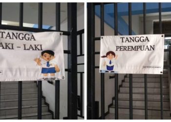 Viral Poster Pemisah Tangga Murid Laki-laki dan Perempuan SMPN 44